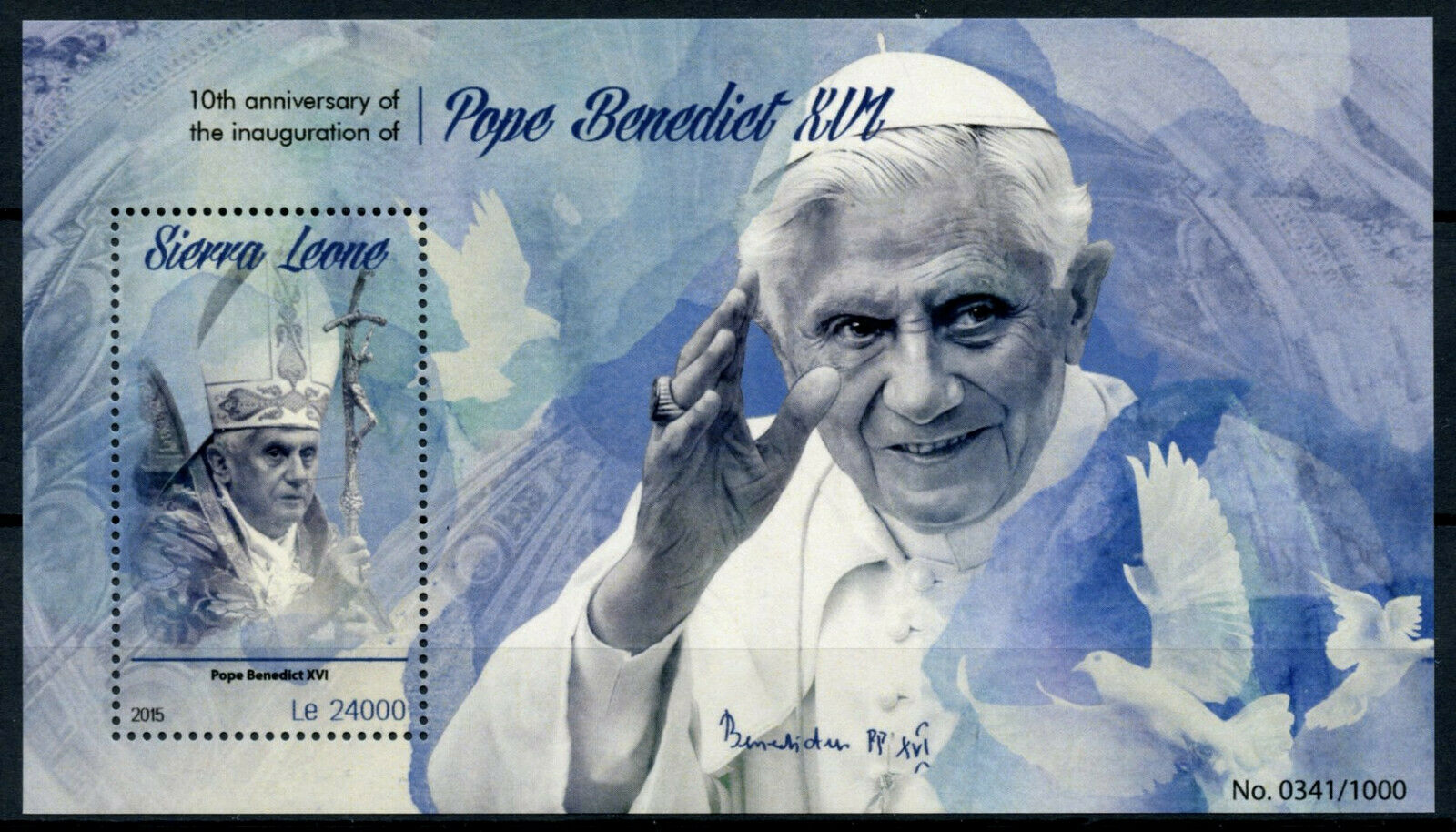 Sierra Leone Pope Benedict XVI Stamps 2015 MNH Inauguration 10th Anniv 1v S/S