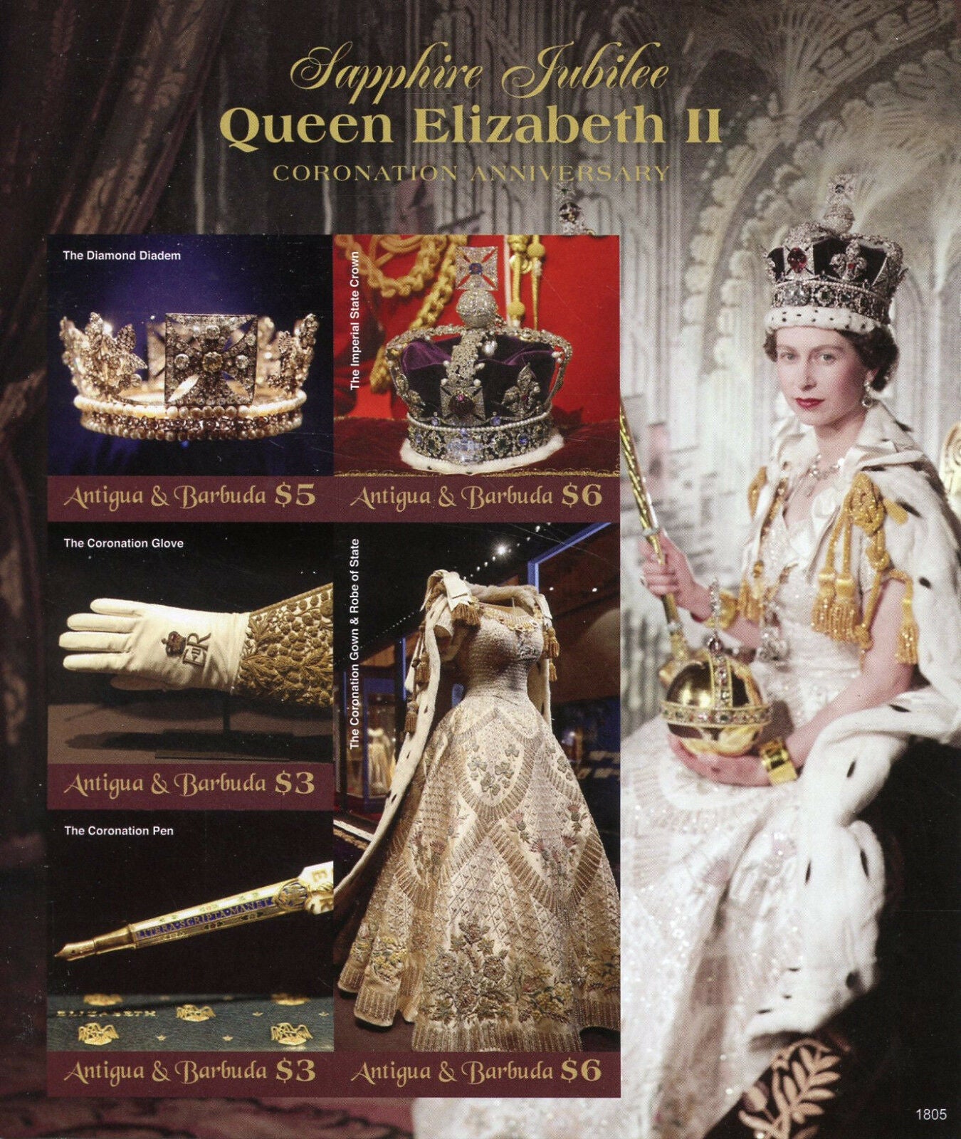 Antigua & Barbuda 2018 MNH Queen Elizabeth II Coronation 5v IMPF M/S Stamps