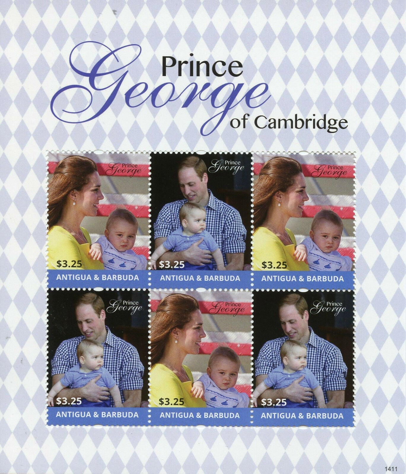 Antigua & Barbuda 2014 MNH Royalty Stamps Prince George Royal Baby William & Kate 6v M/S