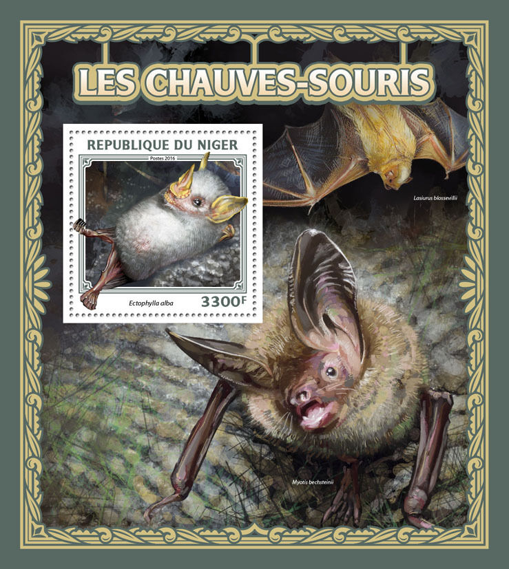 Niger 2016 MNH Bats 1v S/S Honduran White Bat Wild Animals Stamps