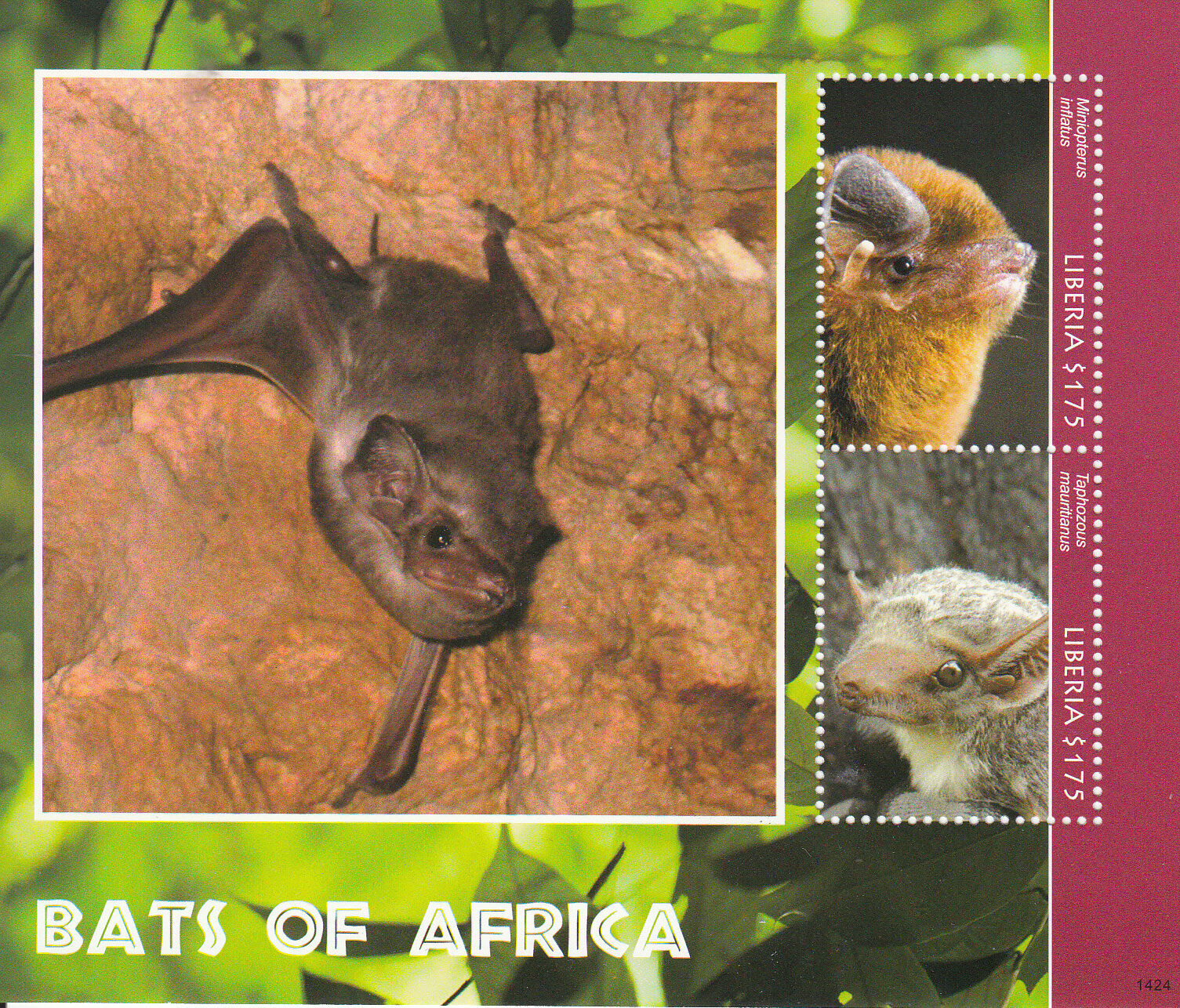 Liberia 2014 MNH Bats of Africa 2v S/S Wildlife Wild Animals Miniopterus