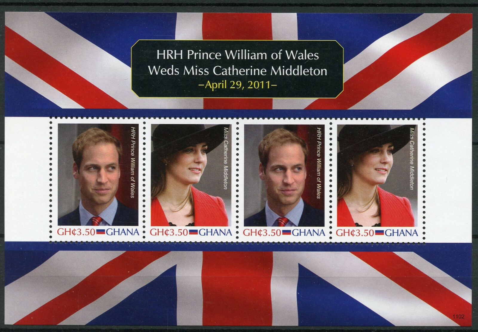 Ghana 2011 MNH Royalty Stamps Royal Wedding Prince William Kate 4v M/S I