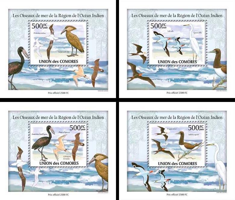 Comoros Comores 2009 MNH Seabirds of Indian Ocean 4x 1v S/S Egret Birds Stamps