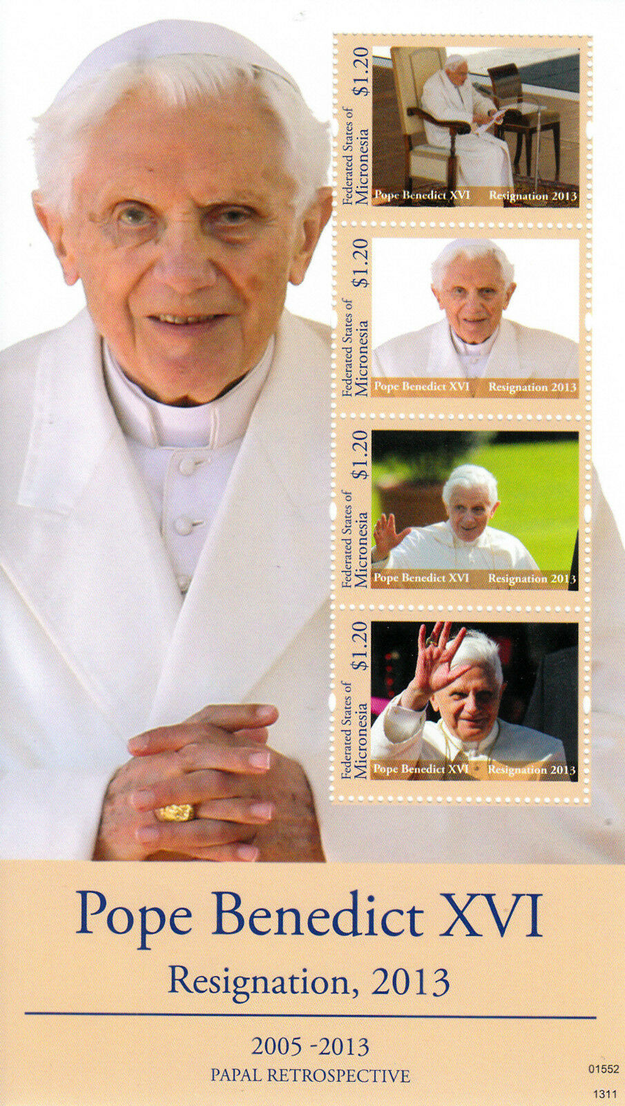 Micronesia 2013 MNH Papal Retrospective Pope Benedict XVI Resignation II 4v M/S