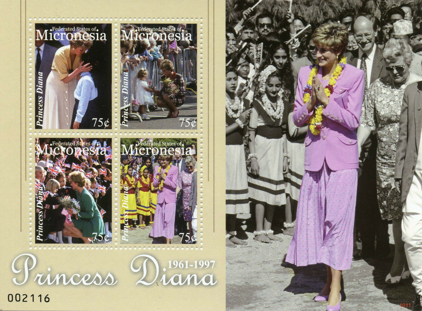 Micronesia 2010 MNH Royalty Stamps Princess Diana 1961-1997 4v M/S