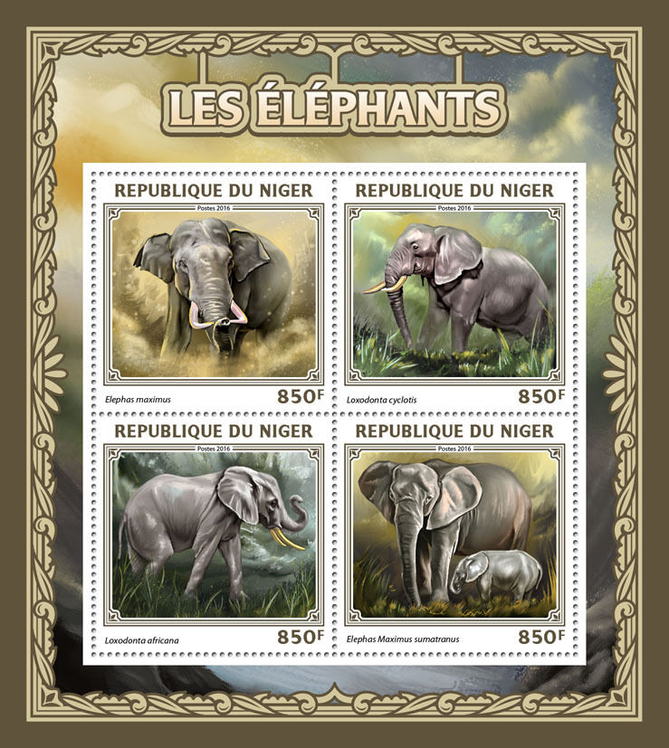 Niger 2016 MNH Elephants 4v M/S Wild Animals Stamps