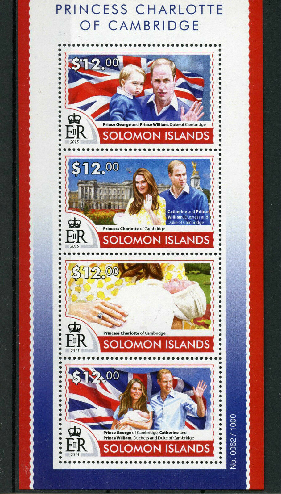 Solomon Islands 2015 MNH Princess Charlotte Cambridge Royal Baby 4v M/S William
