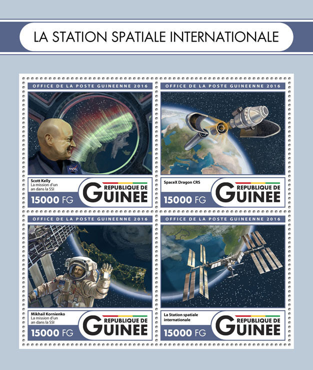 Guinea 2016 MNH International Space Station 4v M/S Scott Kelly Kornienko Stamps