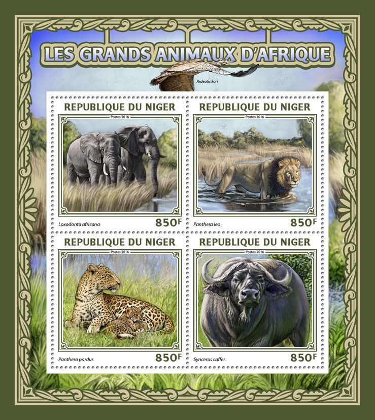 Niger 2016 MNH Big Wild Animals of Africa  4v M/S Elephants Lions Leopard Stamps