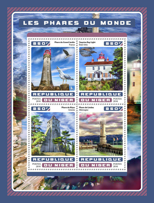 Niger 2016 MNH Lighthouses Yaquina Bay Light Lindau Lighthouse 4v M/S Stamps