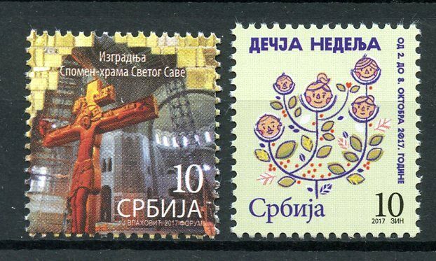 Serbia 2017 MNH Children's Week St Sava Church 2v Set Churches Flowers Stamps