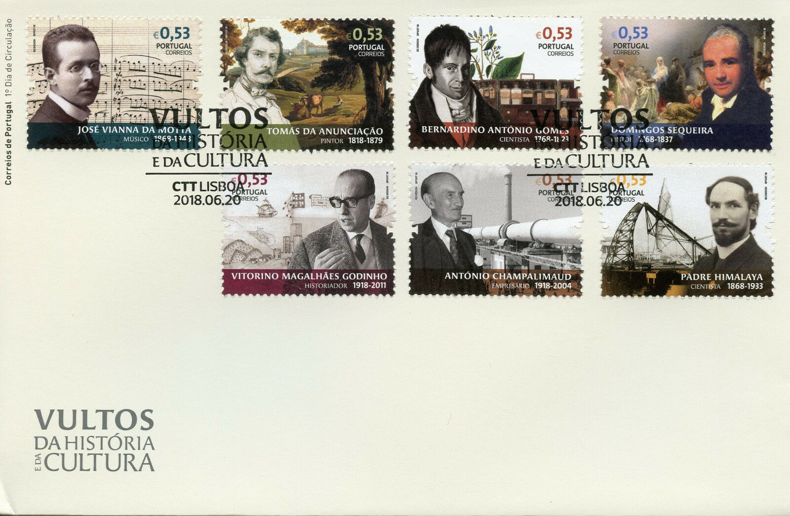 Portugal 2018 FDC Figures Portuguese History & Culture 7v Cover People Stamps