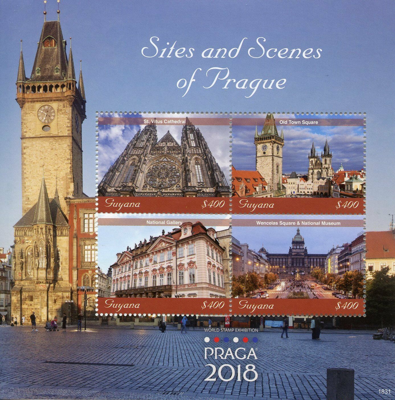 Guyana 2018 MNH Sites & Scenes of Prague 4v M/S Architecture Tourism Stamps