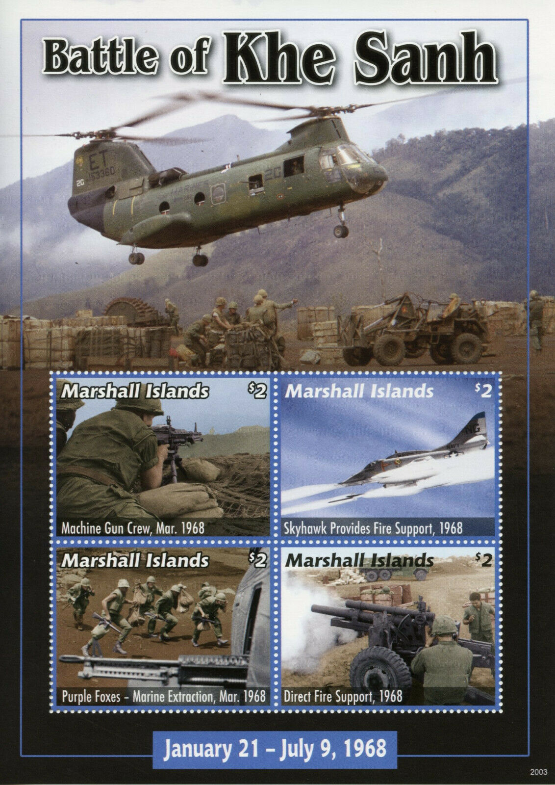 Marshall Islands 2020 MNH Military Stamps Vietnam War Battle of Khe Sanh 4v M/S