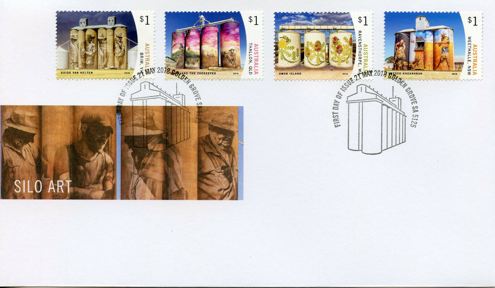 Australia 2018 FDC Silo Art Drapl & Zookeeper Amok Island 4v Set Cover Stamps