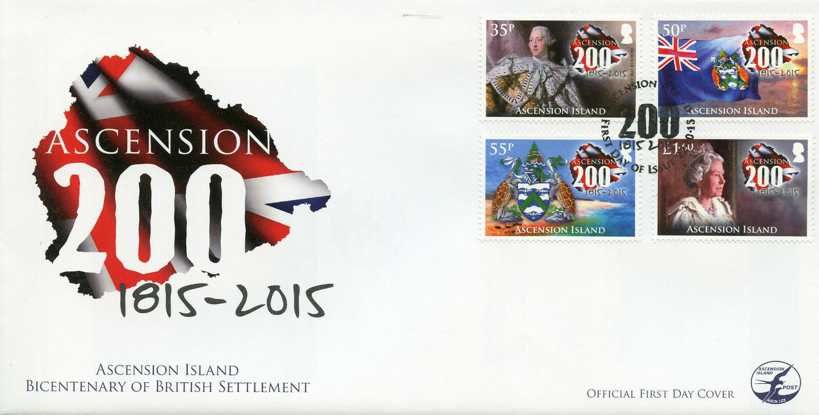 Ascension Is 2015 FDC 200 Bicent British Settlement 4v Cover George III Stamps