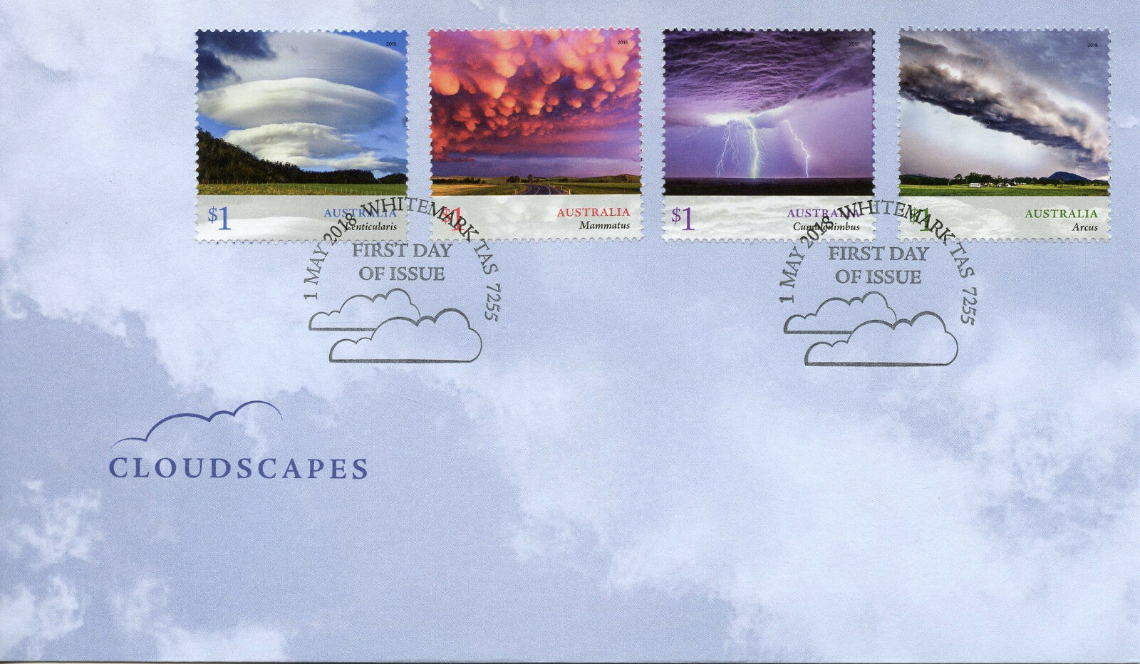 Australia 2018 FDC Cloudscapes Clouds Cumulonimbus Arcus 4v Set Cover Stamps
