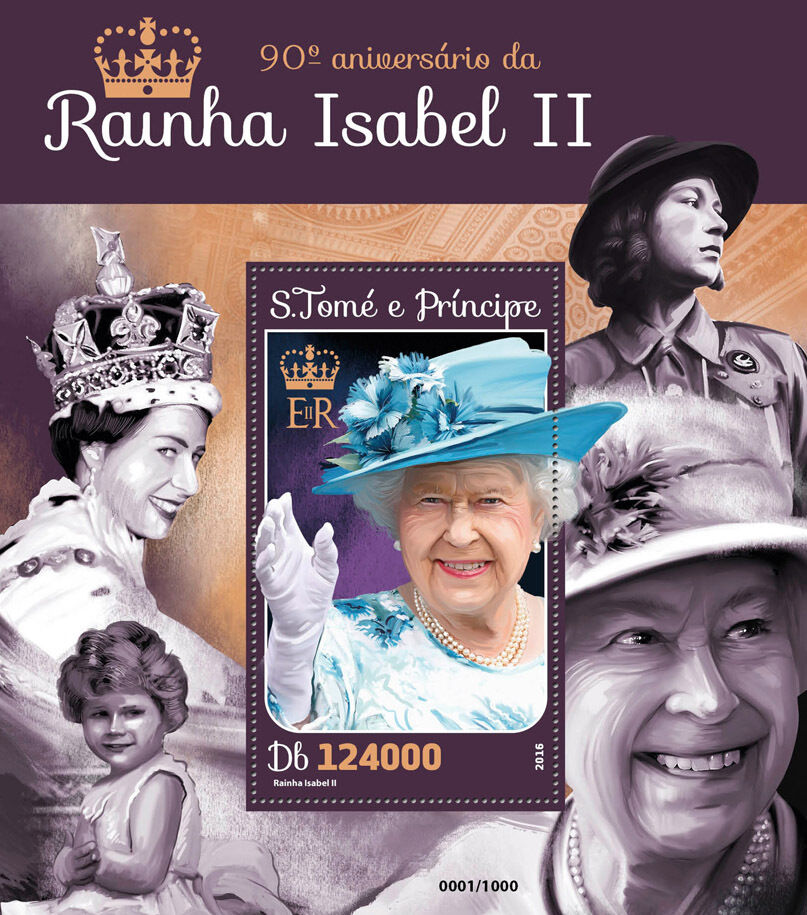 Sao Tome & Principe 2016 MNH Royalty Stamps Queen Elizabeth II 90th Bday 1v S/S