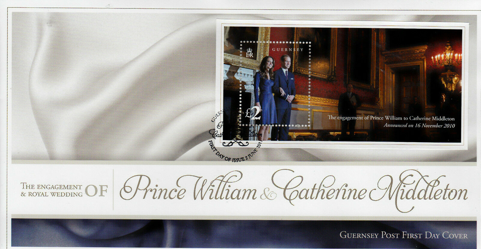 Guernsey 2011 FDC Royal Engagement 1v S/S Cover Prince William Kate Middleton