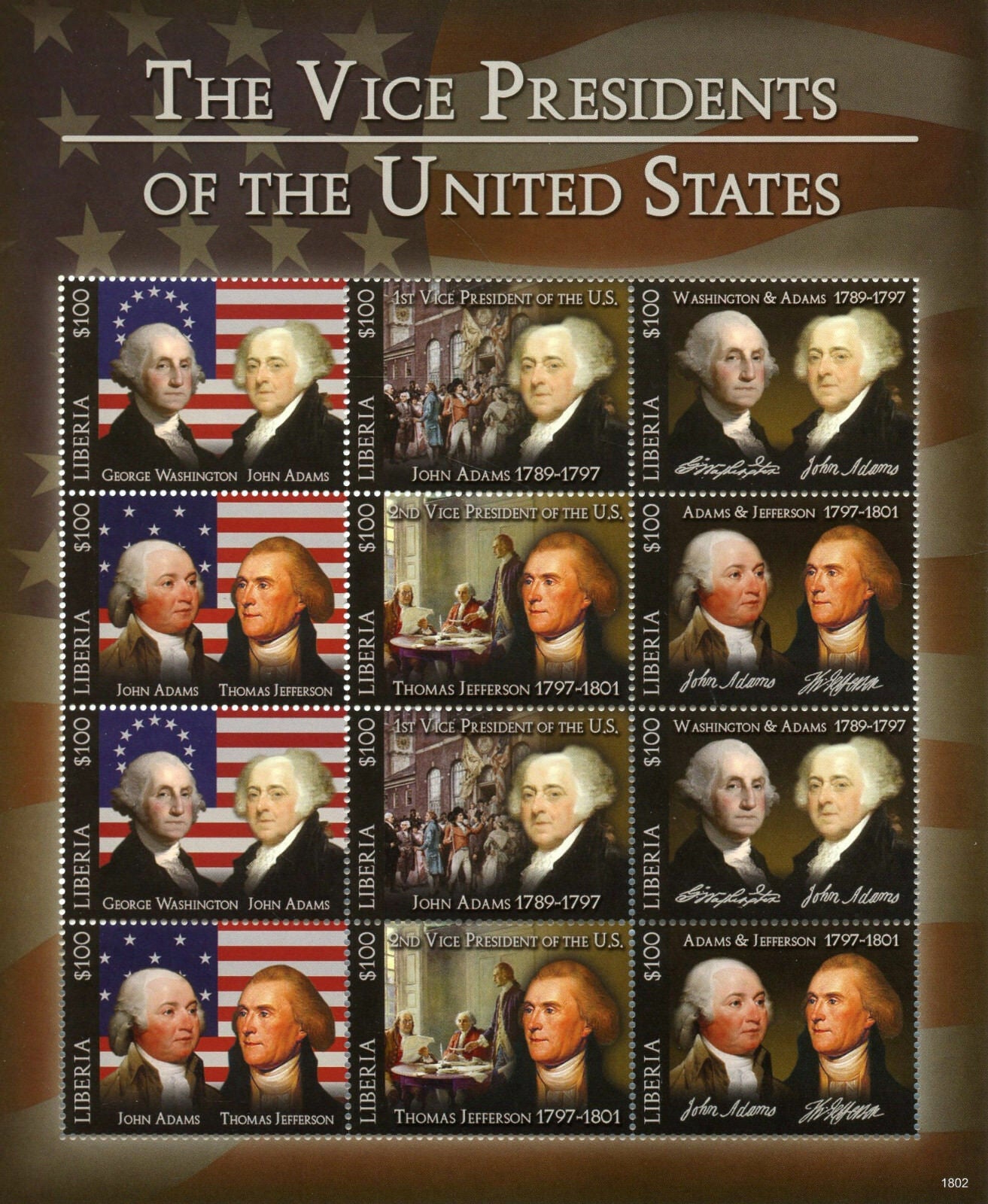 Liberia 2018 MNH Stamps Vice Presidents of USA Jefferson Washington 12v M/S I