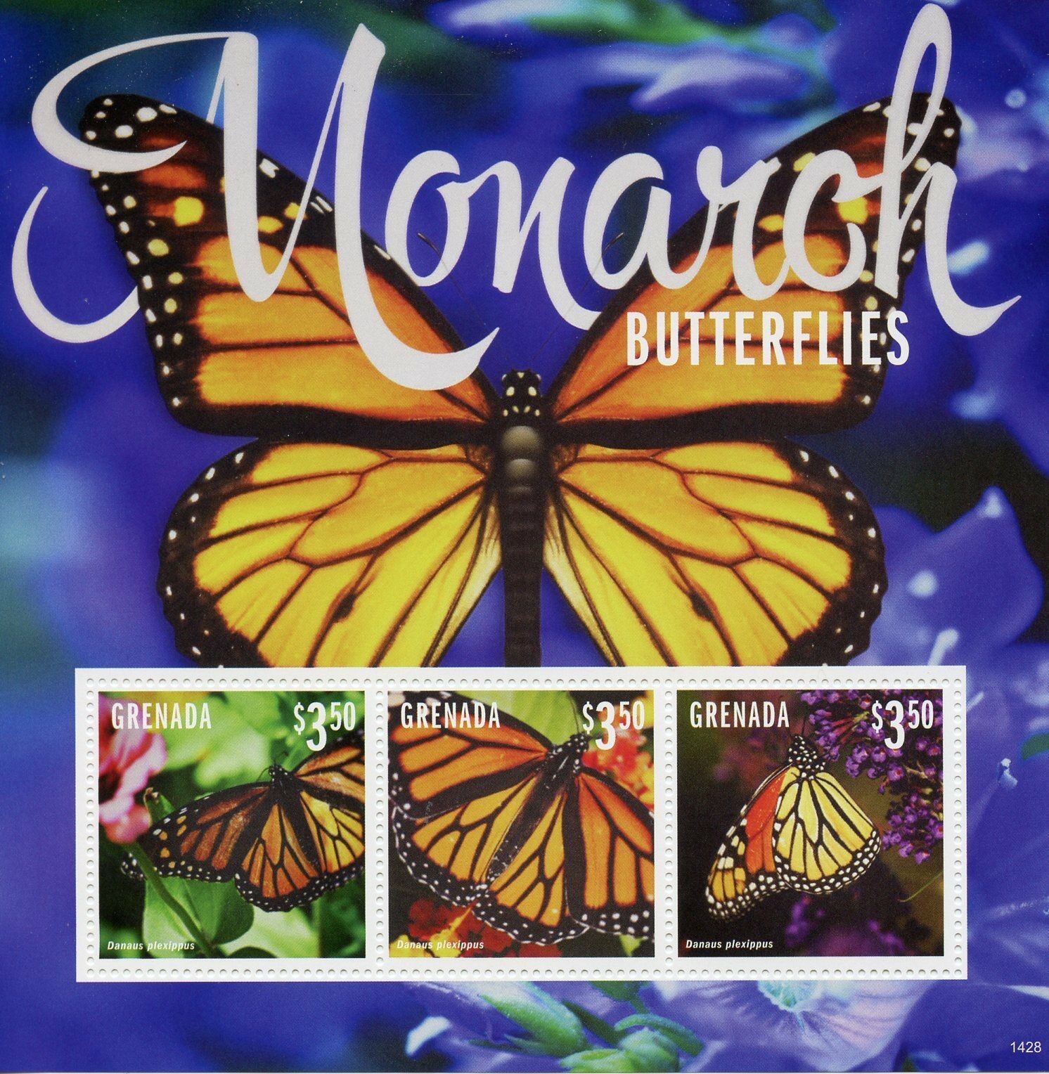 Grenada 2014 MNH Butterflies Stamps Monarch Butterfly 3v M/S II