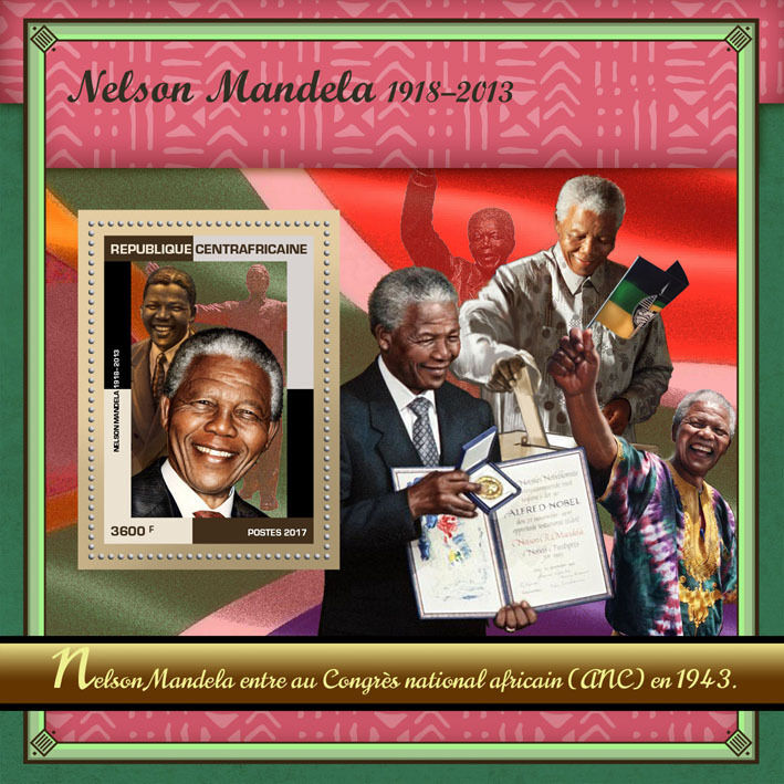 Central African Rep 2017 MNH Nelson Mandela Nobel Prize Winner 1v S/S Stamps