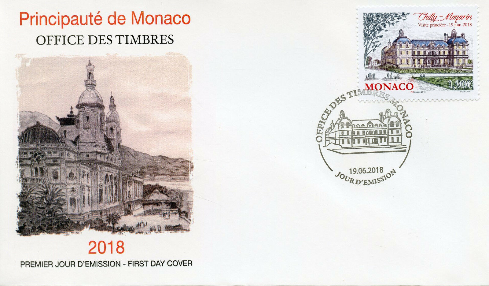 Monaco 2018 FDC Chilly-Mazarin Grimaldi Strongholds 1v Cover Architecture Stamps