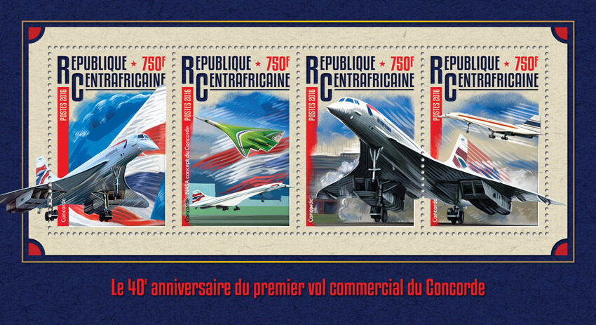 Central African Rep 2016 MNH Concorde Commercial Service 4v M/S Aviation Stamps