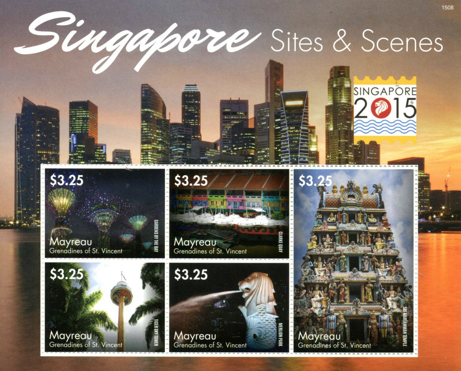Mayreau Grenadines St Vincent 2015 MNH Singapore 2015 Sites & Scenes 5v M/S