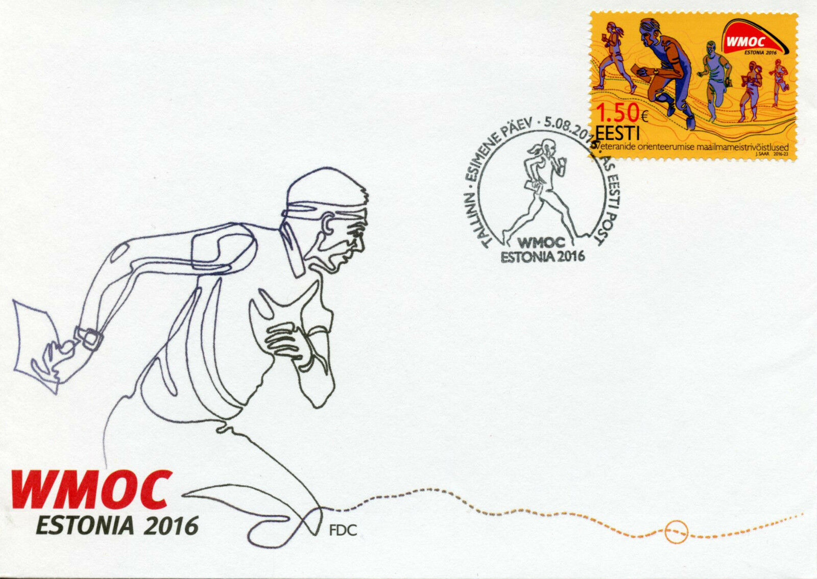 Estonia 2016 FDC Veterans World Masters Orienteering Champions 1v Cover Stamps
