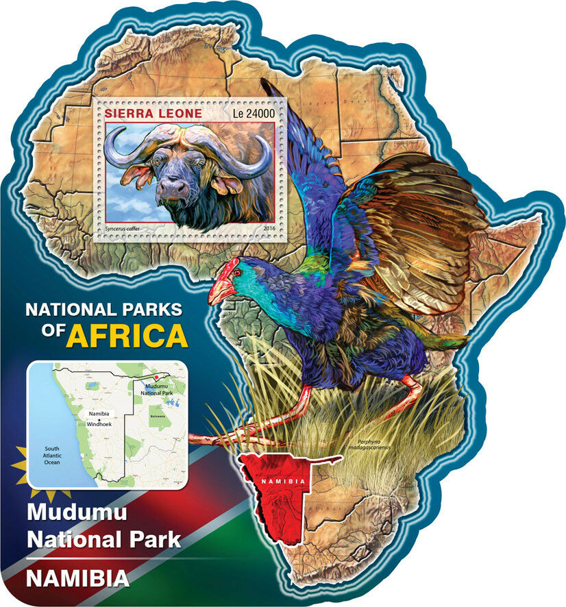 Sierra Leone 2016 MNH Wild Animals Stamps Mudumu National Park Buffalos 1v S/S