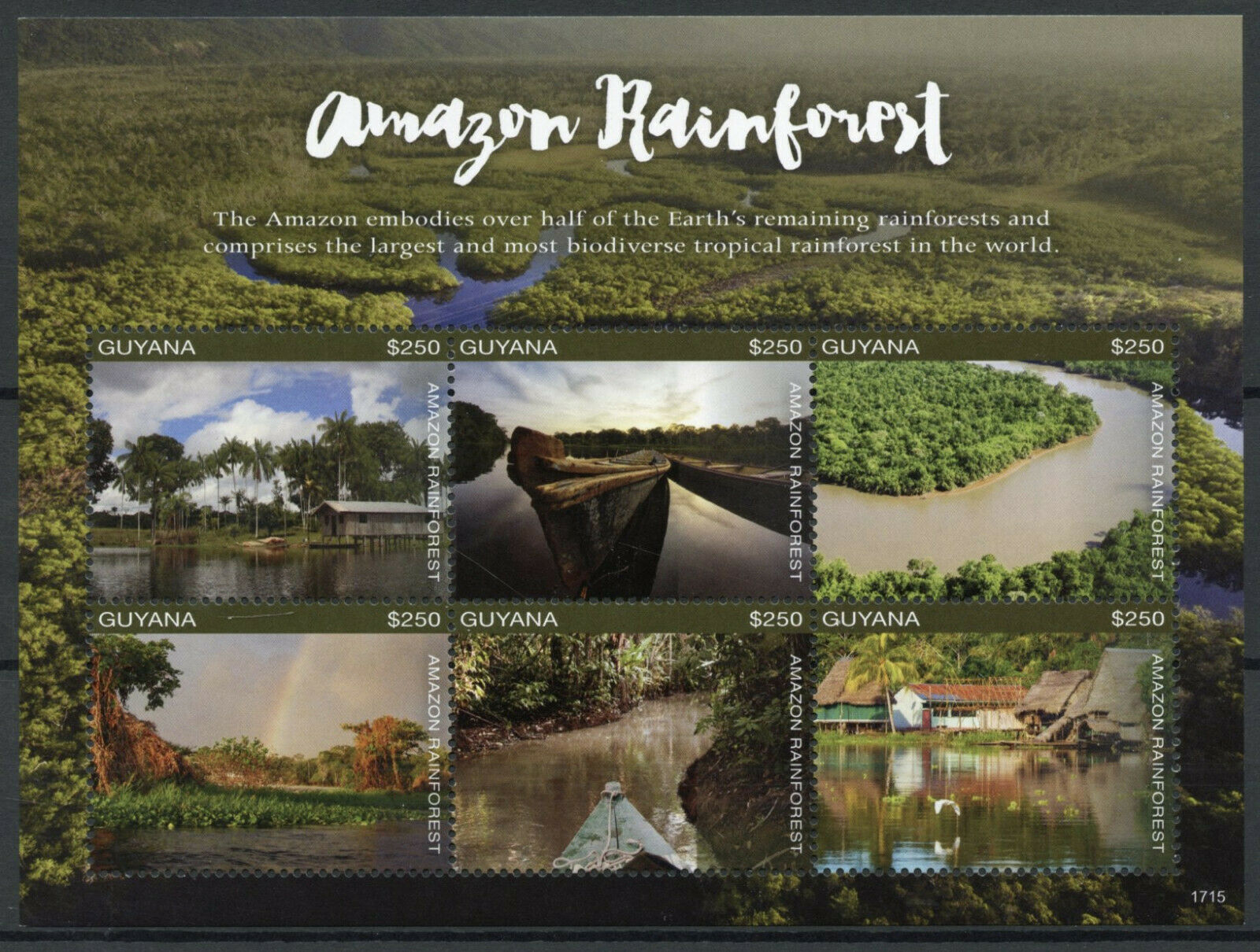 Guyana 2017 MNH Landscapes Stamps Amazon Rainforest Trees Plants 6v M/S II