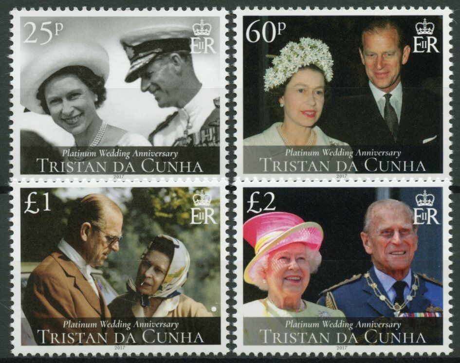 Tristan da Cunha Stamps 2017 MNH Queen Elizabeth II Platinum Wedding 4v Set