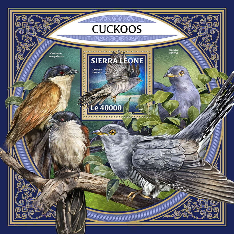 Sierra Leone 2017 MNH Birds on Stamps Cuckoos Cuckoo 1v S/S