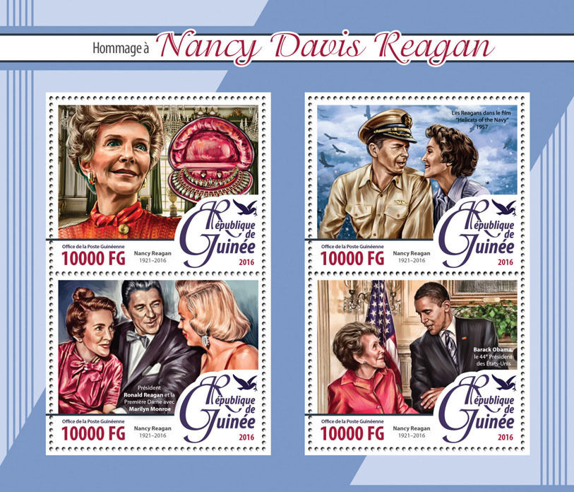 Guinea 2016 MNH Nancy Davis Reagan 4v M/S Ronald Marilyn Monroe Obama Stamps