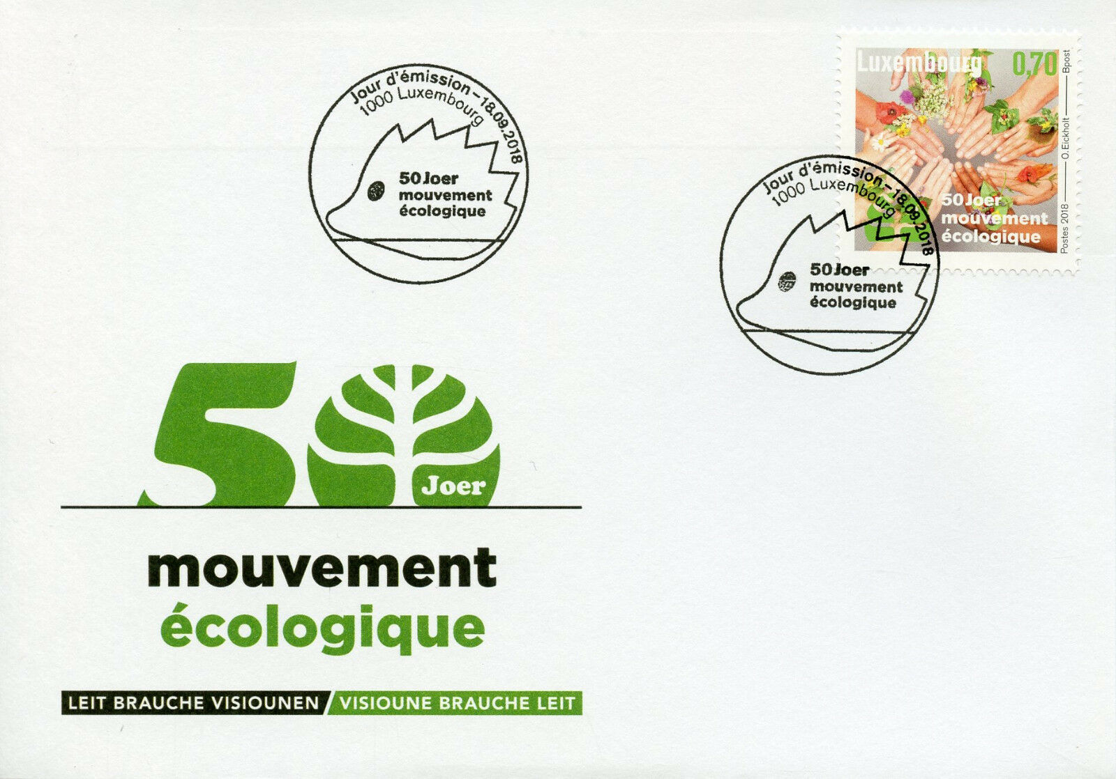 Luxembourg 2018 FDC Mouvement Ecologique 1v Set Cover Nature Environment Stamps