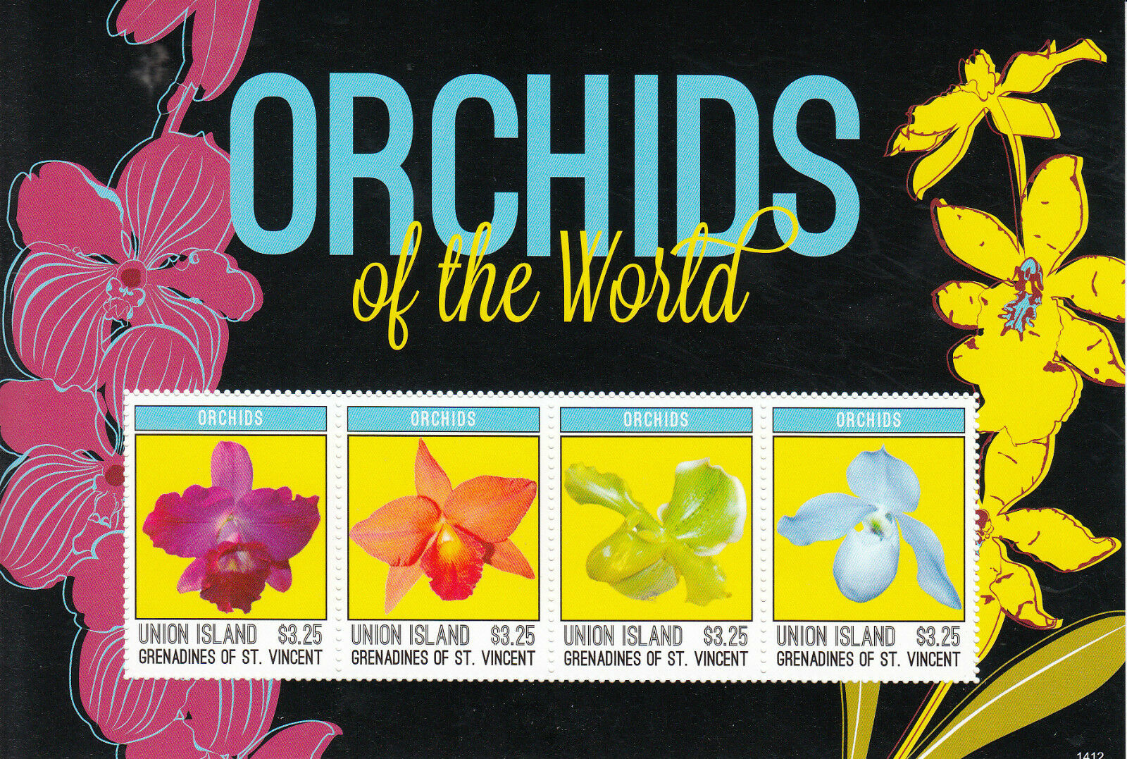 Union Island Grenadines St Vincent 2014 MNH Orchids of World 4v M/S Flowers