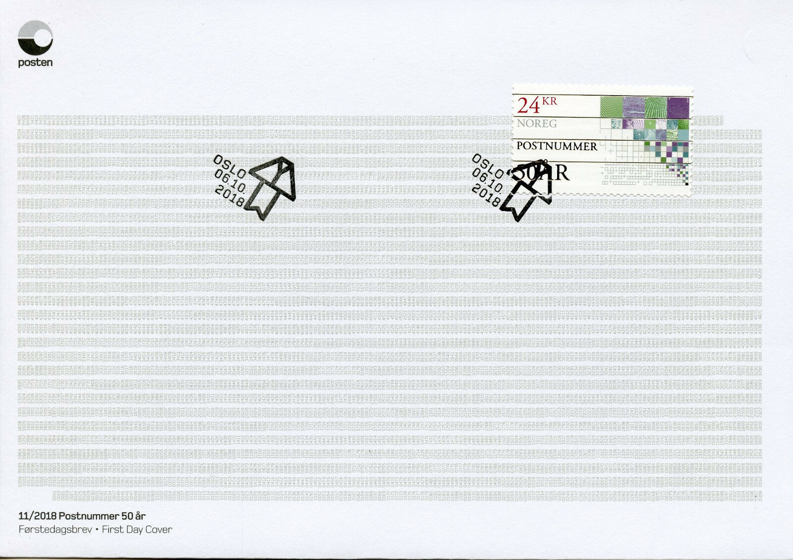 Norway 2018 FDC Postcode Postnummer 50 Yrs 1v Set Cover Postal Services Stamps