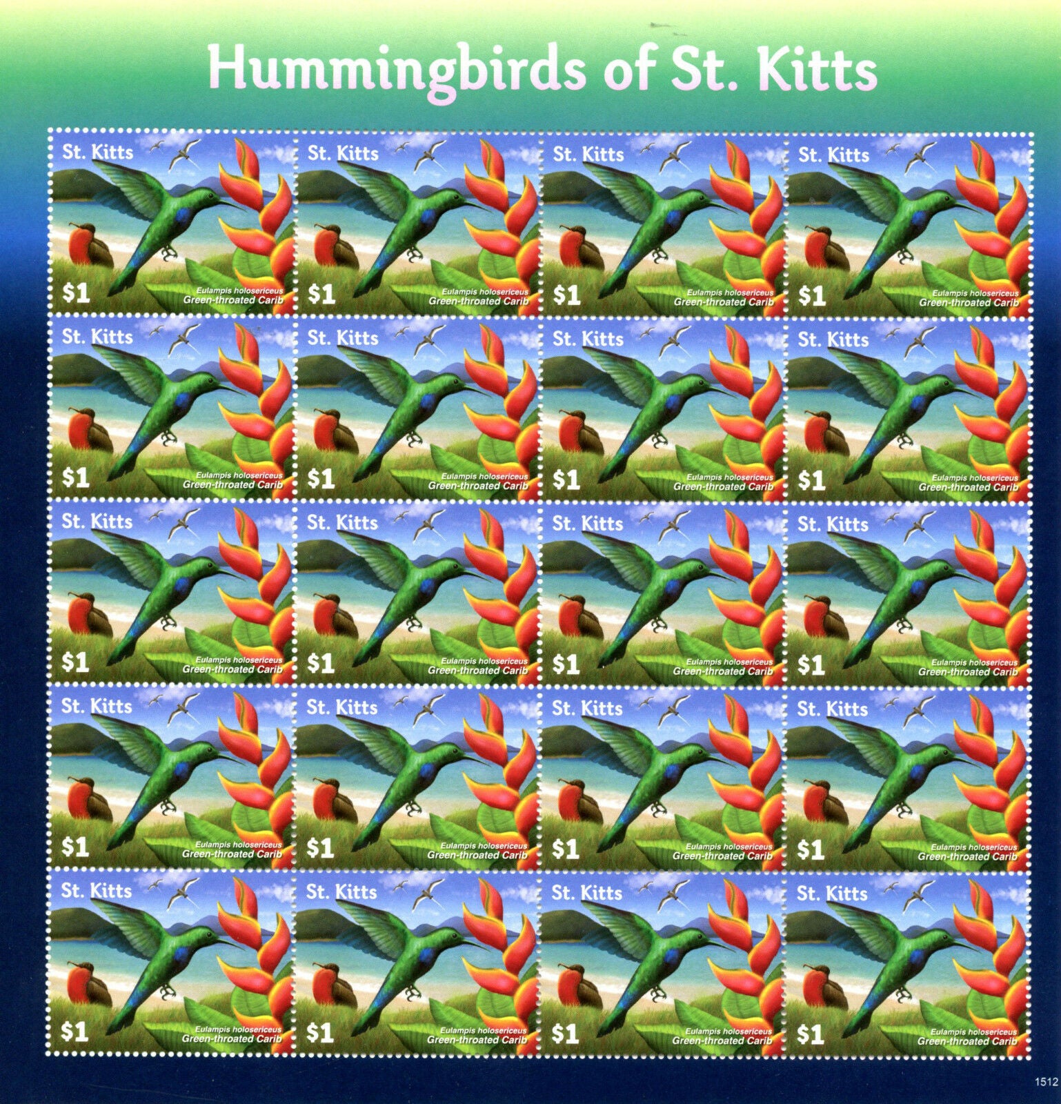 St Kitts 2015 MNH Hummingbirds of St Kitts 20v M/S Birds Green-thorated Carib