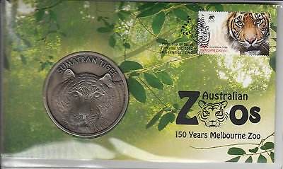 Australia 2012 150 Years Melbourne Zoo Stamp & Medallion Cover Sumatran Tiger
