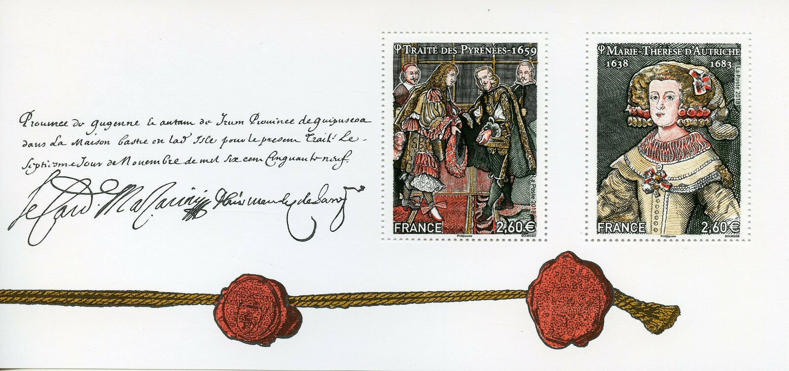 France 2018 MNH Major Historical Events Maria Theresa 2v Souvenir M/S Stamps
