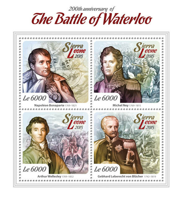 Sierra Leone Military Stamps 2015 MNH Battle of Waterloo Napoleon Ney 4v M/S