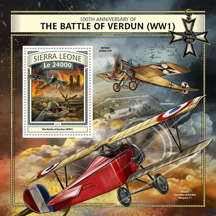 Sierra Leone 2016 MNH Military Stamps WWI WW1 Battle of Verdun Aviation 1v S/S