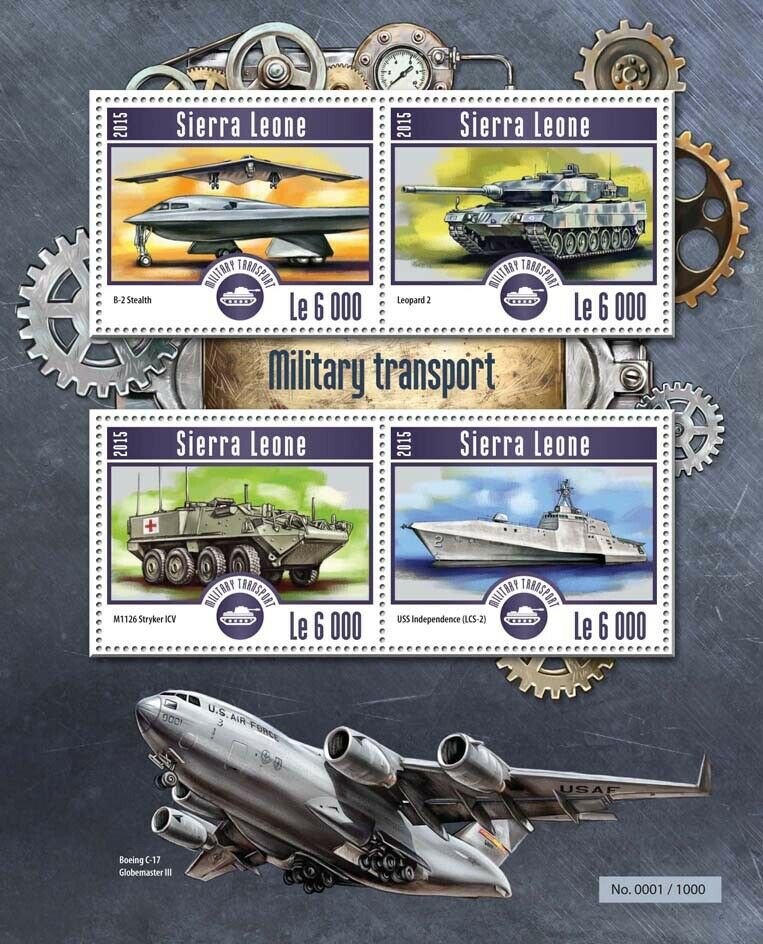 Sierra Leone Military Transport Stamps 2015 MNH Tanks Ships Aircraft 4v M/S