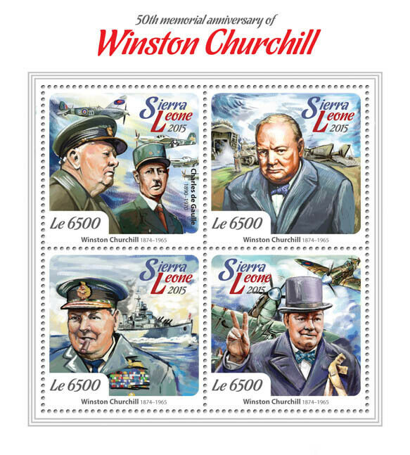 Sierra Leone Military Stamps 2015 MNH Winston Churchill De Gaulle Aviation 4v MS