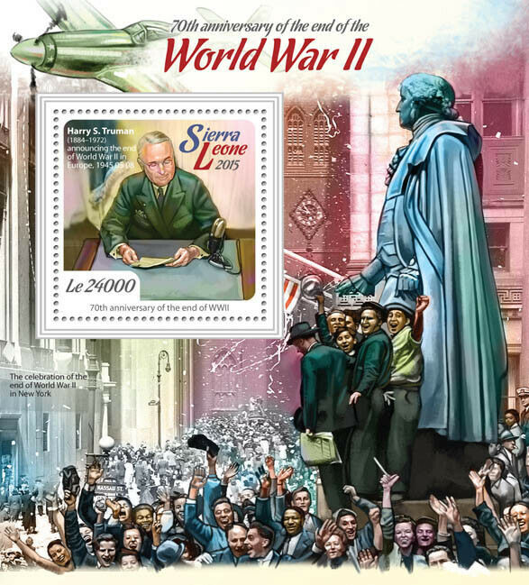 Sierra Leone Military & War Stamps 2015 MNH WWII WW2 Harry S. Truman 1v S/S