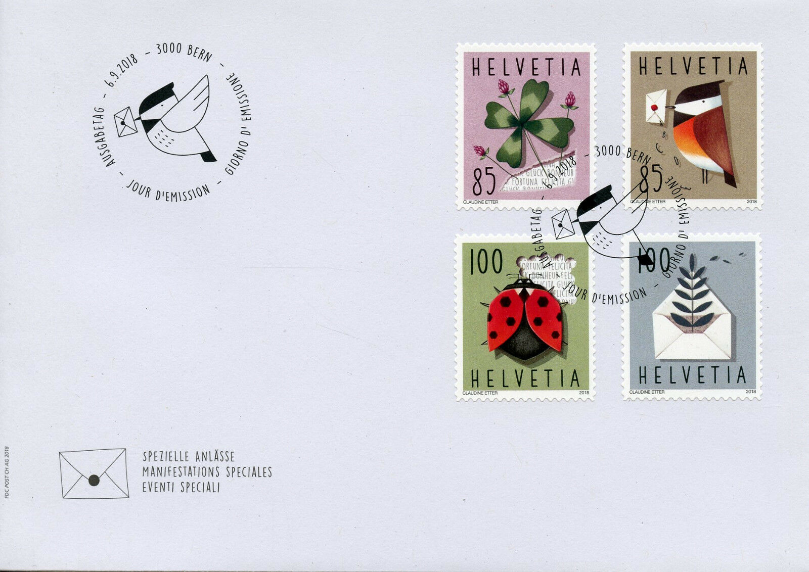 Switzerland 2018 FDC Special Events 4v S/A Cover Birds Ladybirds Flowers Stamps