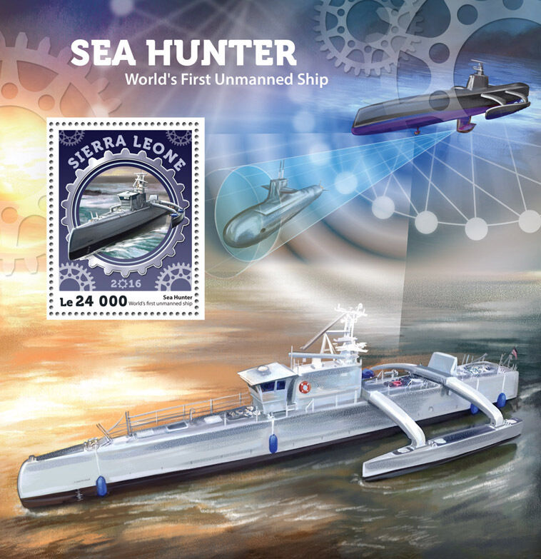 Sierra Leone 2016 MNH Sea Hunter 1st Unmanned Ship USV ACTUV 1v S/S Ships Stamps