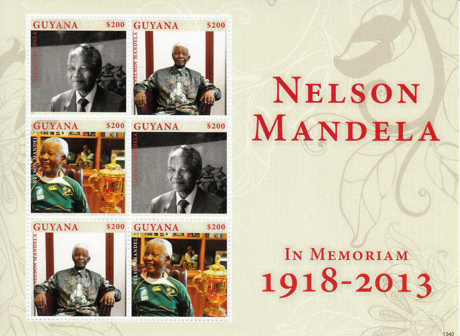 Guyana 2013 MNH Nelson Mandela In Memoriam 1918-2013 6v M/S II People Stamps