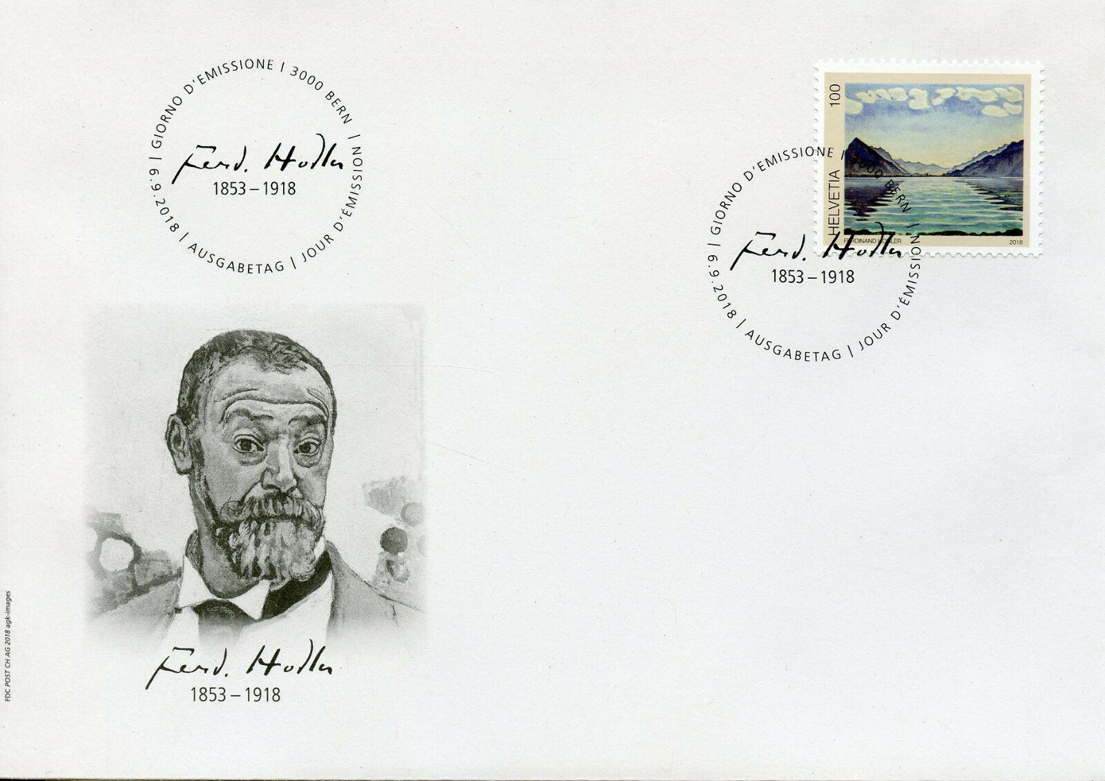 Switzerland 2018 FDC Ferdinand Hodler Lake Thun 1v Cover Art Paintings Stamps
